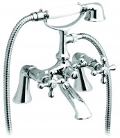 Vado Victoriana Exposed Bath Shower Mixer Pillar Mounted With Shower Kit And Short Legs - antique gold (VIC-131SCD-AG)