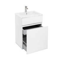 Britton - Aqua Cabinets 600mm Vanity unit With Drawers & Quattrocast basin - White - D450 Range (D45W-Q6045)